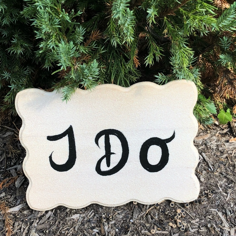 I Do White Wooden Wedding Sign